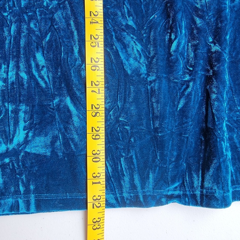 Intimate Attitudes Velvet Chemise Women Medium Teal Blue Lace Trim Floral Slip - Picture 5 of 5